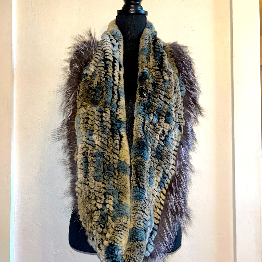 Authentic fur. Rabbit and Fox scarf purchased at Saks Fith Avenue. On size